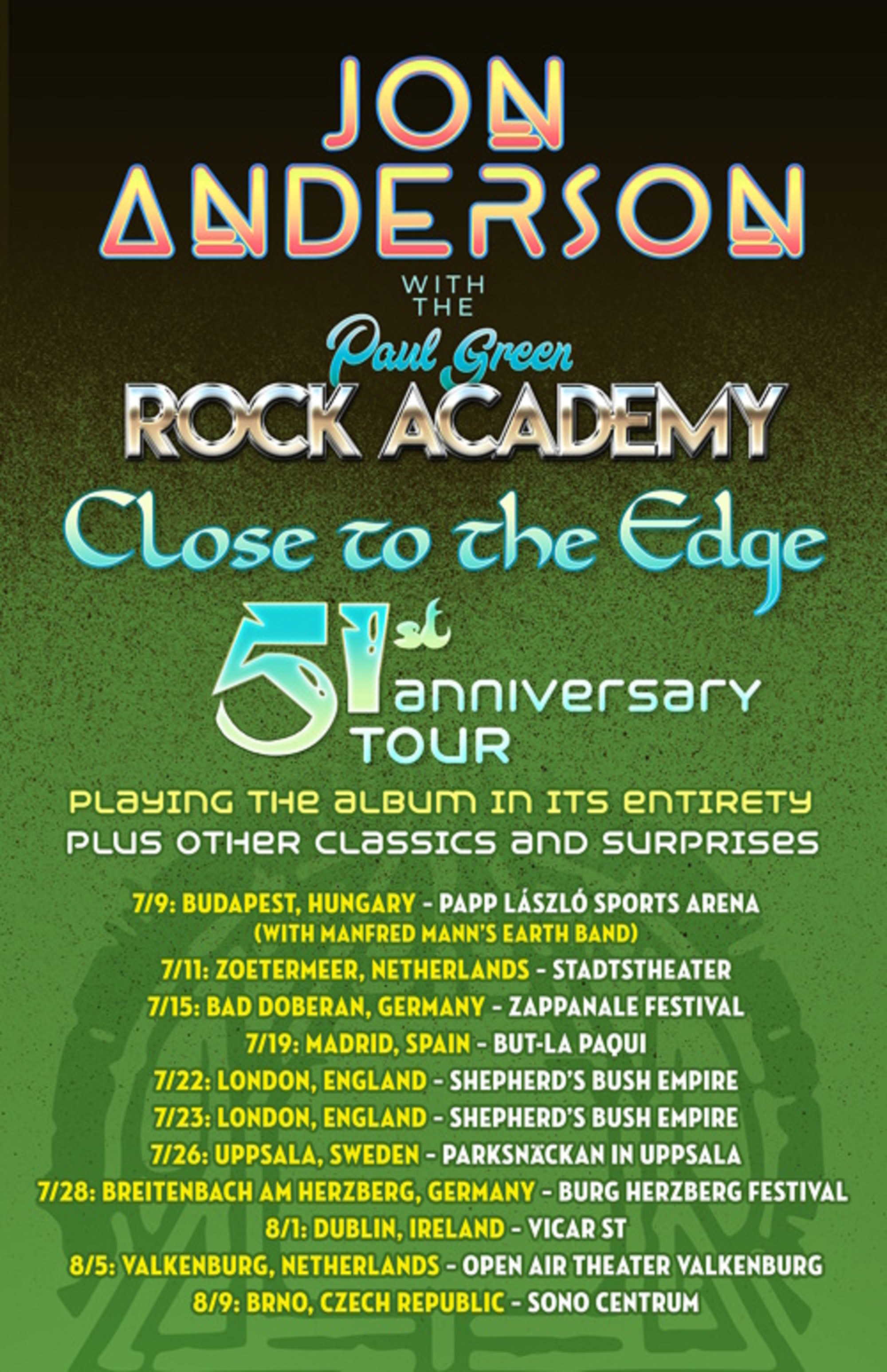 YES Legend Jon Anderson To Tour Europe With The Paul Green Rock Academy